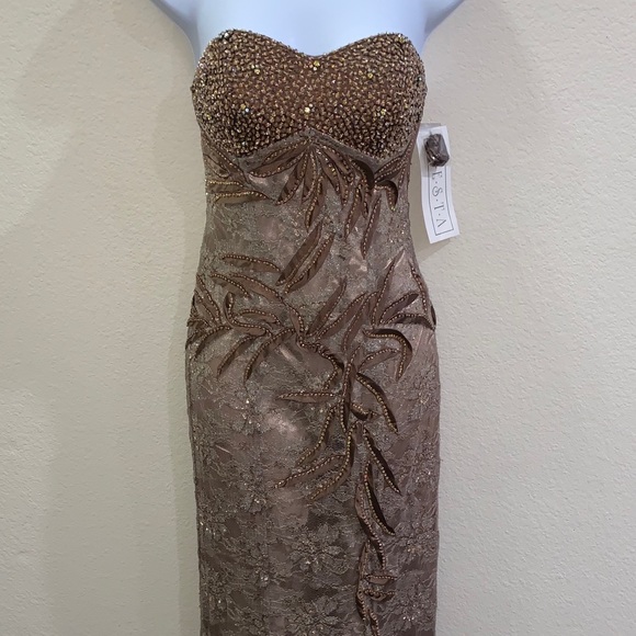 Fiesta- Light brown/ gold hand beaded embroidered - Picture 7 of 9
